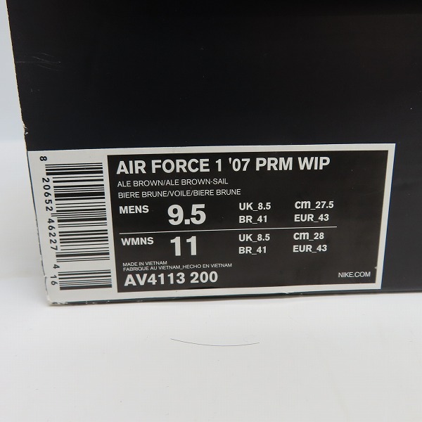 実際に弊社で買取させて頂いたNIKE×Carhartt WIP/ナイキ×カーハート AIR FORCE 1 07 PRM WIP エアフォース1 AV4113-200/27.5の画像 9枚目