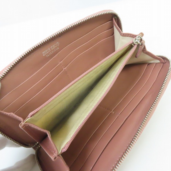 実際に弊社で買取させて頂いたJIMMY CHOO/ジミーチュウ スタースタッズ レザー ラウンドファスナー長財布の画像 3枚目