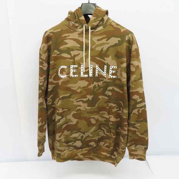 実際に弊社で買取させて頂いたCELINE/セリーヌ 22SS Hoodie In Cotton Fleece With Studs Camo Washed / White スタッズフーディ 2Y676247Q/XS