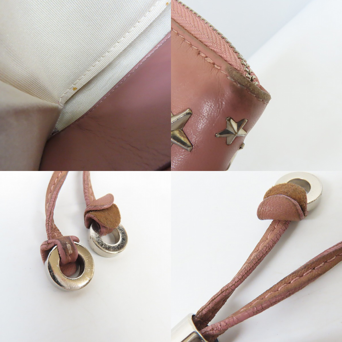 実際に弊社で買取させて頂いたJIMMY CHOO/ジミーチュウ スタースタッズ レザー ラウンドファスナー長財布の画像 7枚目