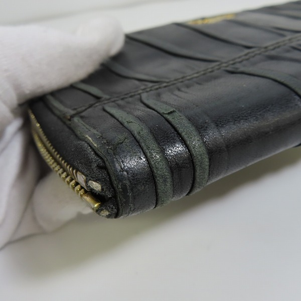 実際に弊社で買取させて頂いたPRADA/プラダ レザー ラウンドファスナー長財布の画像 6枚目