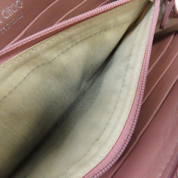 実際に弊社で買取させて頂いたJIMMY CHOO/ジミーチュウ スタースタッズ レザー ラウンドファスナー長財布の画像 5枚目