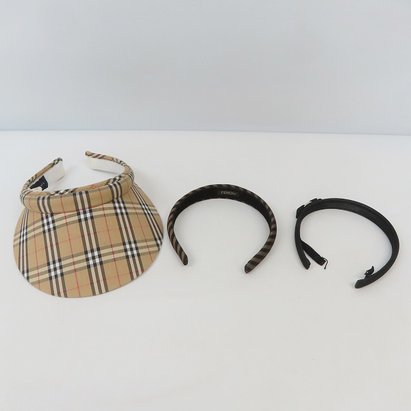 実際に弊社で買取させて頂いたBURBERRY GOLF/バーバリーゴルフ Ferragamo/フェラガモ Fendi/フェンディ サンバイザー/カチューシャ 3点セット