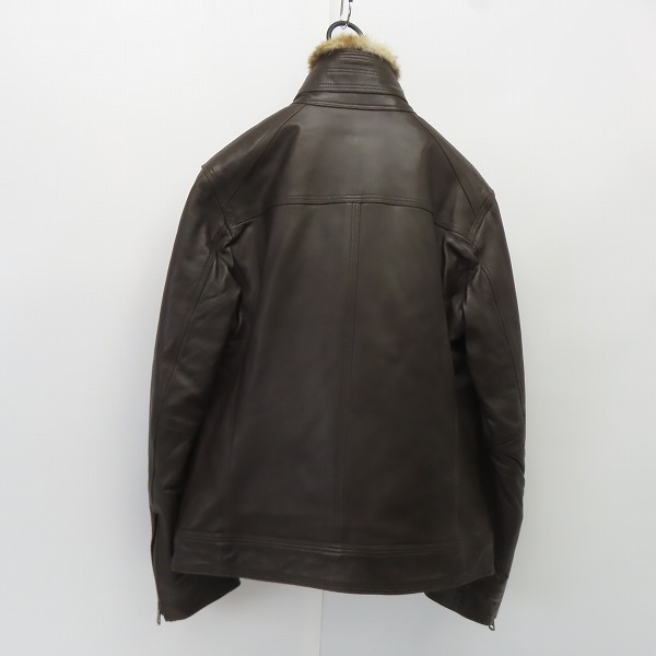 バーバリーブラックレーベル ライダースジャケット L ラムレザー ファー BURBERRY BLACK LABEL】【ラビットファー】バーバリーブラック