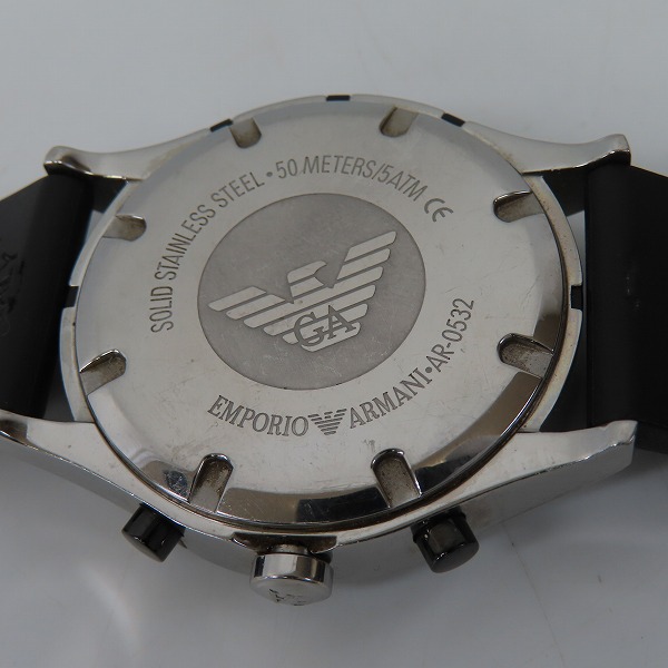 実際に弊社で買取させて頂いたEMPORIO ARMANI/エンポリオアルマーニ クロノグラフ クォーツ腕時計 AR-0532【動作未確認】の画像 3枚目
