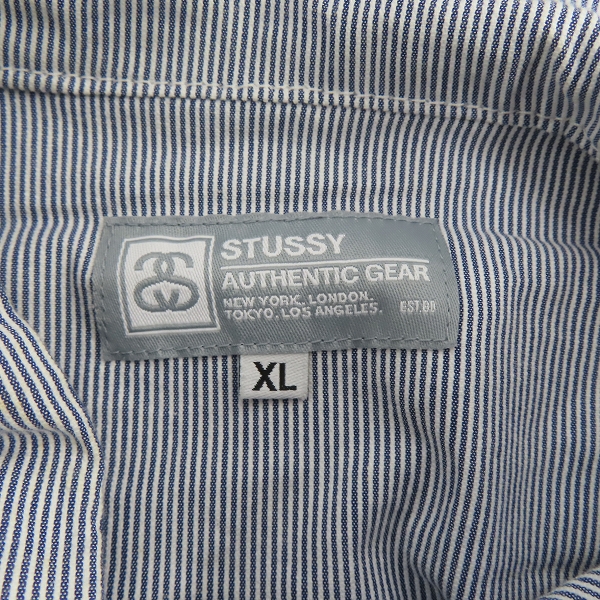 実際に弊社で買取させて頂いたSTUSSY/ステューシー AUTHENTIC GEAR 金タグ ジップアップ ストライプ パーカー/XLの画像 2枚目