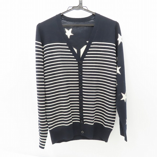 実際に弊社で買取させて頂いたuniform experiment/ユニフォームエクスペリメント 15AW NUMBERING STAR PANEL ボーダーニットカーディガン UE-156093/1