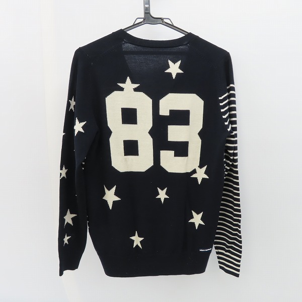 実際に弊社で買取させて頂いたuniform experiment/ユニフォームエクスペリメント 15AW NUMBERING STAR PANEL ボーダーニットカーディガン UE-156093/1の画像 1枚目