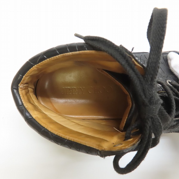 実際に弊社で買取させて頂いたJIMMY CHOO/ジミーチュウ クロコ型押し ハイカット スニーカー/44の画像 4枚目