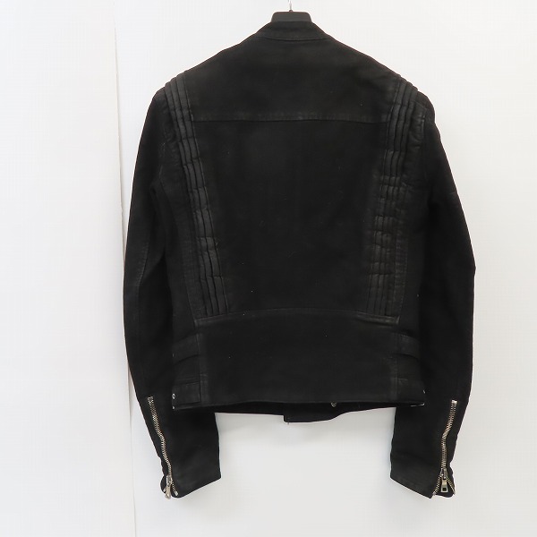 実際に弊社で買取させて頂いたBALMAIN/バルマン 15AW コーティングバイカーライダースジャケット W5HT828D208/XSの画像 1枚目