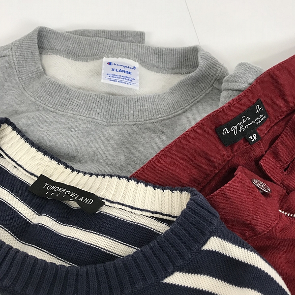 実際に弊社で買取させて頂いた【おまとめ品/未使用品含む】トゥモローランド/アニエスベー/チャンピオン 等 セーター/デニムパンツ/スウェット 他の画像 1枚目