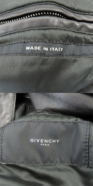 実際に弊社で買取させて頂いた【JPタグ】GIVENCHY/ジバンシー ラムレザー ミリタリージャケット/50の画像 3枚目