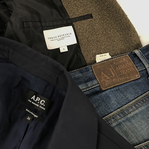 実際に弊社で買取させて頂いた【おまとめ品】アルマーニジーンズ/アーペーセー/アーバンリサーチ等 メンズ/レディース デニムパンツ/スカート/ジャケットほかの画像 1枚目