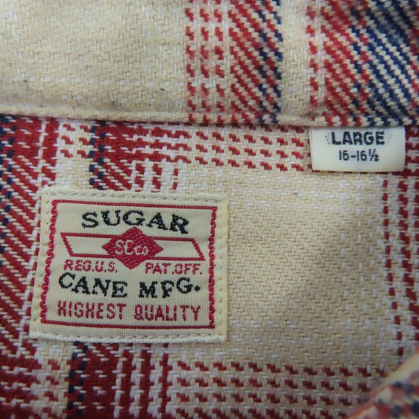 実際に弊社で買取させて頂いたSUGAR CANE/シュガーケーン ツイルチェック 長袖 ワークシャツ SC26313/Lの画像 2枚目