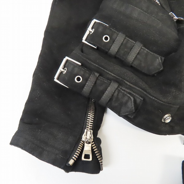 実際に弊社で買取させて頂いたBALMAIN/バルマン 15AW コーティングバイカーライダースジャケット W5HT828D208/XSの画像 5枚目