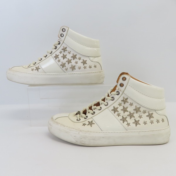 実際に弊社で買取させて頂いたJIMMY CHOO/ジミーチュウ スタースタッズ ハイカットスニーカー ホワイト/41の画像 3枚目