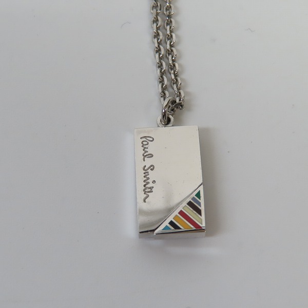 実際に弊社で買取させて頂いたPaul Smith/ポールスミス マルチストライプ プレート ネックレス ペンダントの画像 1枚目
