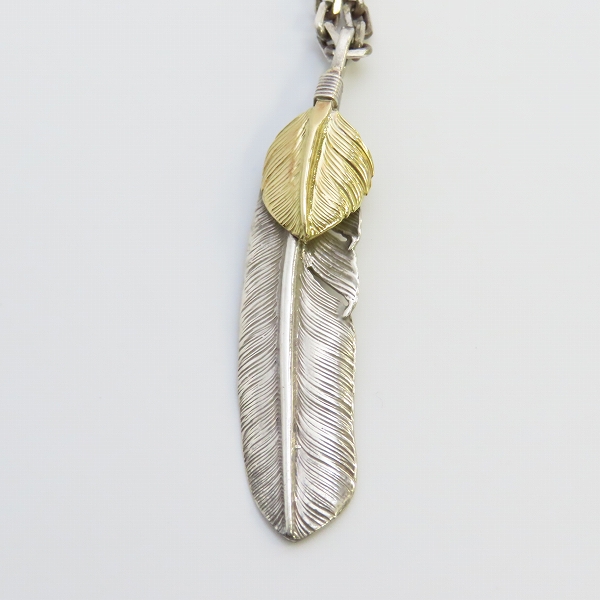 実際に弊社で買取させて頂いたFIRST ARROWS/ファーストアローズ K18付き 上金 右向き フェザー/ALL K18 SPメタル P-390/チェーン ネックレスの画像 1枚目