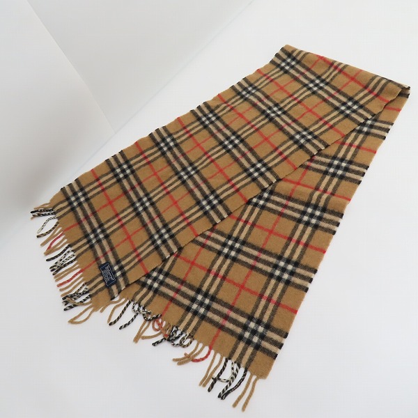 実際に弊社で買取させて頂いたBURBERRYS/バーバリーズ カシミア100% チェック柄マフラーの画像 2枚目
