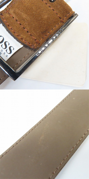 実際に弊社で買取させて頂いた【未使用】HUGO BOSS/ヒューゴボス レザー ベルト ブラウン/95の画像 8枚目