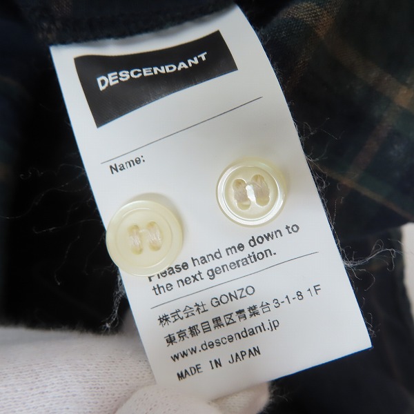 実際に弊社で買取させて頂いたDESCENDANT/ディセンダント Hyannis BD くじら刺繍 コットン 長袖 チェック シャツ/2の画像 4枚目
