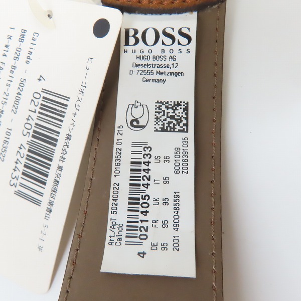 実際に弊社で買取させて頂いた【未使用】HUGO BOSS/ヒューゴボス レザー ベルト ブラウン/95の画像 3枚目