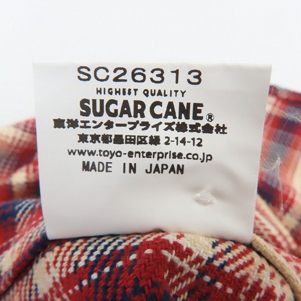 実際に弊社で買取させて頂いたSUGAR CANE/シュガーケーン ツイルチェック 長袖 ワークシャツ SC26313/Lの画像 4枚目