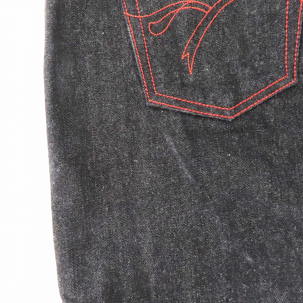 実際に弊社で買取させて頂いたTHE FLAT HEAD/フラットヘッド レッドステッチ ブラックデニムパンツ 4001SP/W36L36の画像 6枚目