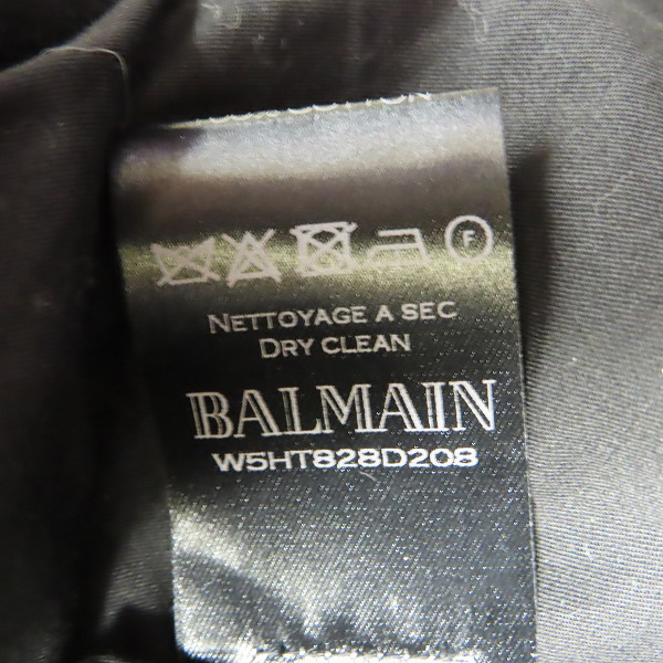 実際に弊社で買取させて頂いたBALMAIN/バルマン 15AW コーティングバイカーライダースジャケット W5HT828D208/XSの画像 3枚目