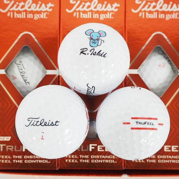 実際に弊社で買取させて頂いた【未使用/オウンネーム】Titleist/タイトリスト TRUFEEL ゴルフボール ホワイト 1ダース の画像 1枚目