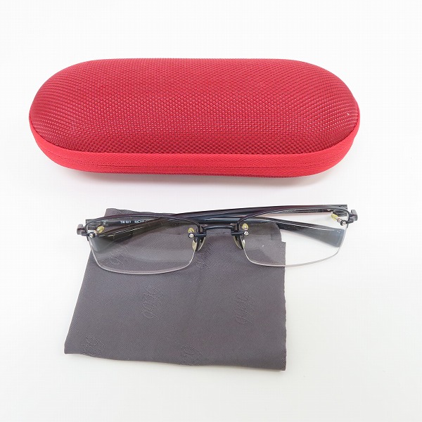 実際に弊社で買取させて頂いた999.9/フォーナインズ ハーフリム スクエア型 眼鏡/メガネフレーム/アイウェア TW-61T 7673の画像 7枚目