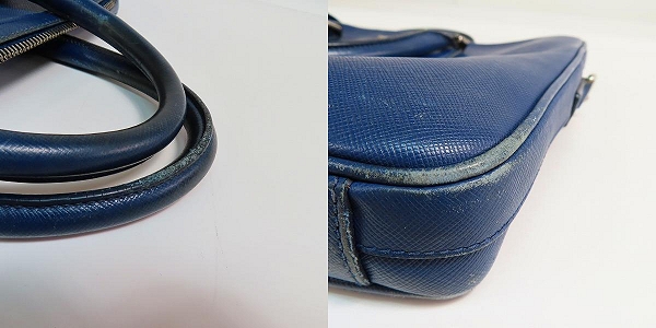 実際に弊社で買取させて頂いた【難有り】PRADA/プラダ サフィアーノ トライアングルロゴ ブリーフケースの画像 6枚目