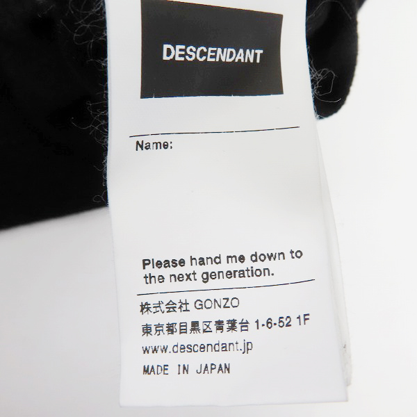 実際に弊社で買取させて頂いたDESCENDANT/ディセンダント cachalot 刺繍 Tシャツ ブラック/3の画像 4枚目