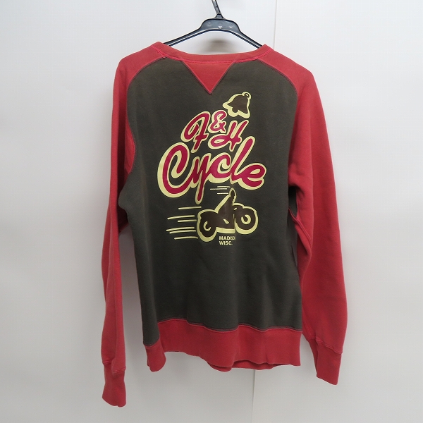 実際に弊社で買取させて頂いたTHE FLAT HEAD/フラットヘッド F&H Cycle プリント ラグランスリーブ スウェット/トレーナー/Lの画像 1枚目