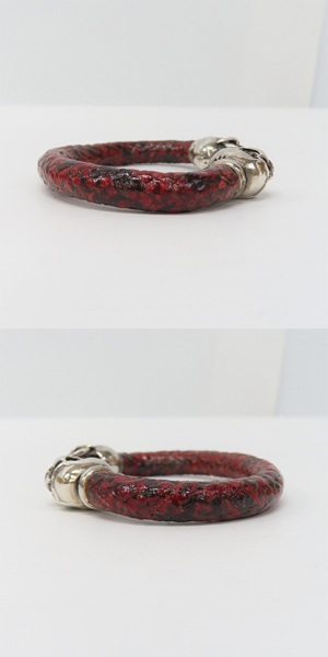 実際に弊社で買取させて頂いた【ギャラ付き】LEATHERS & TREASURES/レザーズアンドトレジャーズ スカル レザーバングルの画像 4枚目