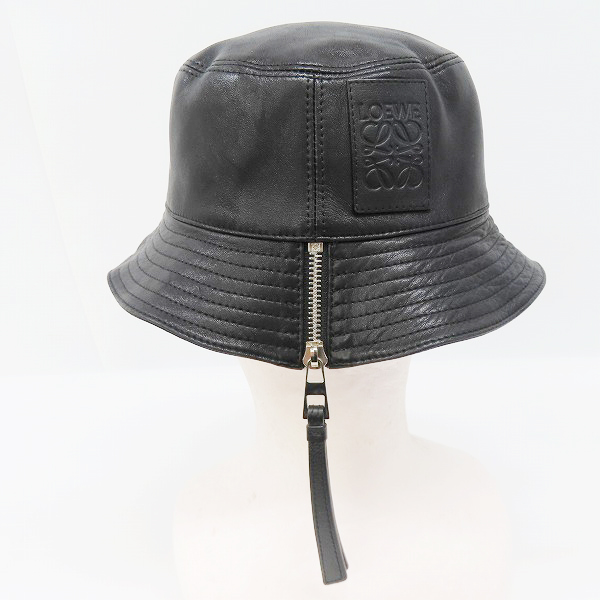 実際に弊社で買取させて頂いた【JPタグ】LOEWE/ロエベ Fisherman/フィッシャーマン アナグラムロゴパッチ レザーバケットハット   の画像 2枚目