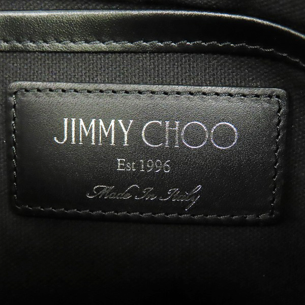 実際に弊社で買取させて頂いたJIMMY CHOO/ジミーチュウ アントラシート メタリックレザー パッチ/ワッペン クラッチバッグの画像 4枚目