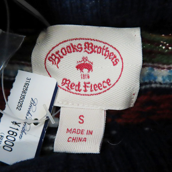 実際に弊社で買取させて頂いた【未使用】BROOKS BROTHERS Red Fleece/ブルックスブラザーズレッドフリース ハーフボタンニット 総柄/Sの画像 2枚目