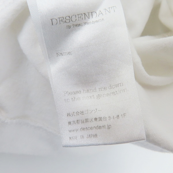 実際に弊社で買取させて頂いたDESCENDANT/ディセンダント cachalot 胸ポケ/刺繍 ロンT ホワイト/2の画像 4枚目
