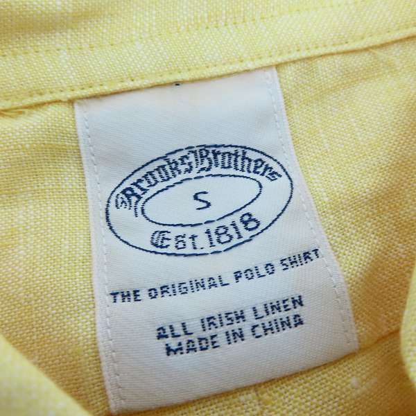 実際に弊社で買取させて頂いた【未使用】BROOKS BROTHERS/ブルックスブラザーズ ボタンダウンシャツ イエロー/Sの画像 2枚目