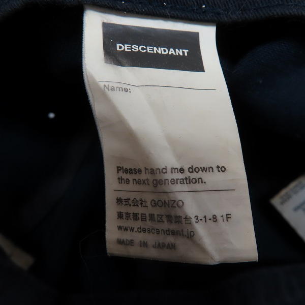 実際に弊社で買取させて頂いたDESCENDANT/ディセンダント cachalot 刺繍 キャップ/帽子 ブルー/Fの画像 6枚目