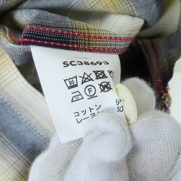 実際に弊社で買取させて頂いたSUGAR CANE/シュガーケーン オンブレチェック 半袖 ワークシャツ SC38693 Lの画像 3枚目
