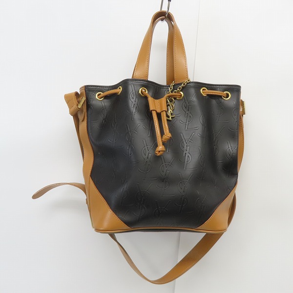 実際に弊社で買取させて頂いたYves Saint Laurent/イヴサンローラン モノグラム 巾着型 2WAY ショルダーバッグ