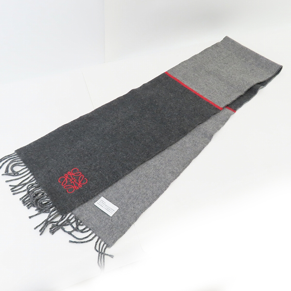 実際に弊社で買取させて頂いた【JPタグ】LOEWE/ロエベ アナグラムロゴ刺繍 カシミア混 ウールマフラーの画像 1枚目