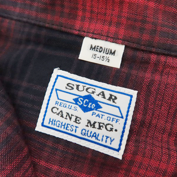 実際に弊社で買取させて頂いた【未使用】SUGAR CANE/シュガーケーン レーヨン オンブレチェックシャツ レッド SC28852/Mの画像 2枚目
