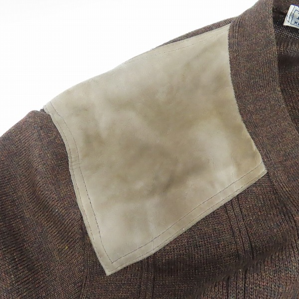 実際に弊社で買取させて頂いたBURBERRYS/バーバリーズ スエード レザー 切り替え エルボーパッチ ニット カーディガン/XL の画像 5枚目