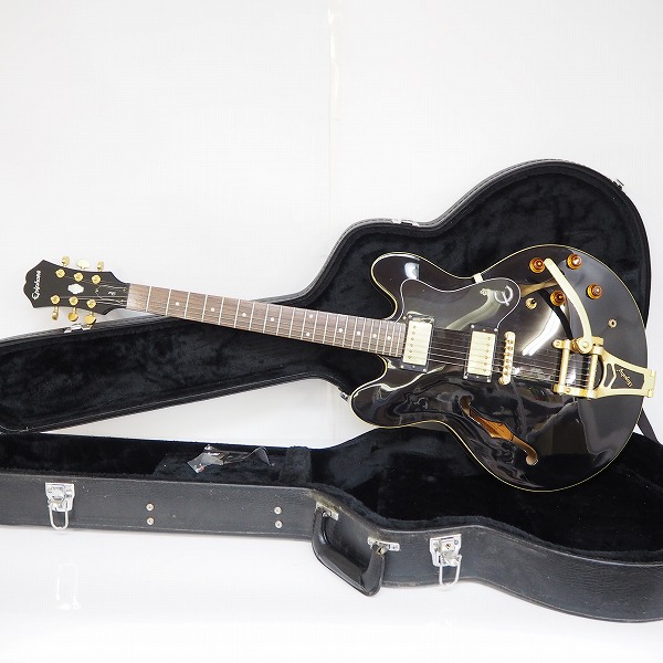 実際に弊社で買取させて頂いた★Epiphone/エピフォン DOT-EB セミアコ ES-335モデル Bigsby搭載 エレキギター ハードケース付