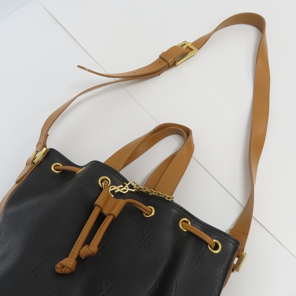 実際に弊社で買取させて頂いたYves Saint Laurent/イヴサンローラン モノグラム 巾着型 2WAY ショルダーバッグの画像 2枚目