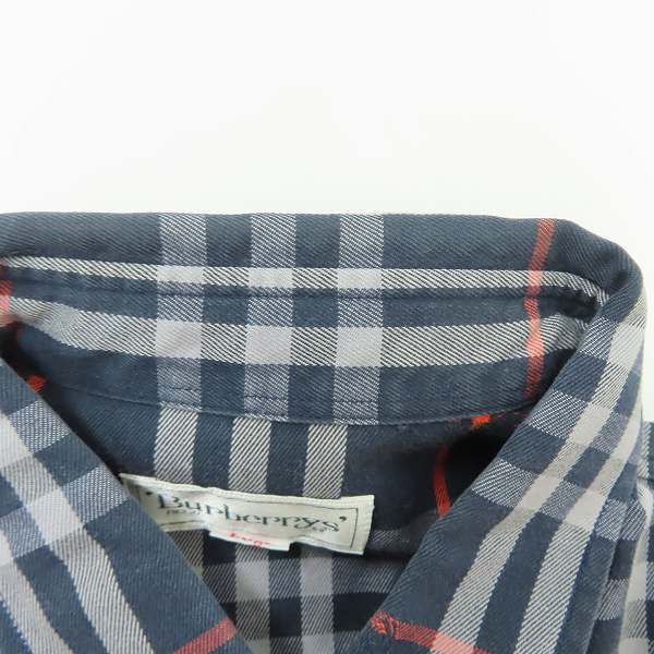 実際に弊社で買取させて頂いたBurberrys REGD/バーバリーズ ホース刺繍×チェック柄 半袖シャツ ネイビー系 /Lの画像 6枚目