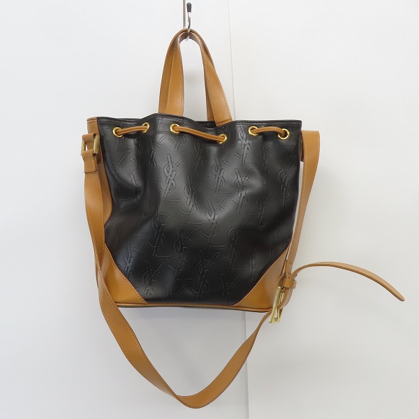 実際に弊社で買取させて頂いたYves Saint Laurent/イヴサンローラン モノグラム 巾着型 2WAY ショルダーバッグの画像 1枚目